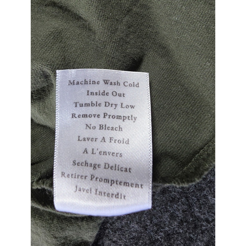 Frank & Eileen Patrick Popover Henley Collared V-neck Raw Hem Sz Olive Green - Picture 5 of 7